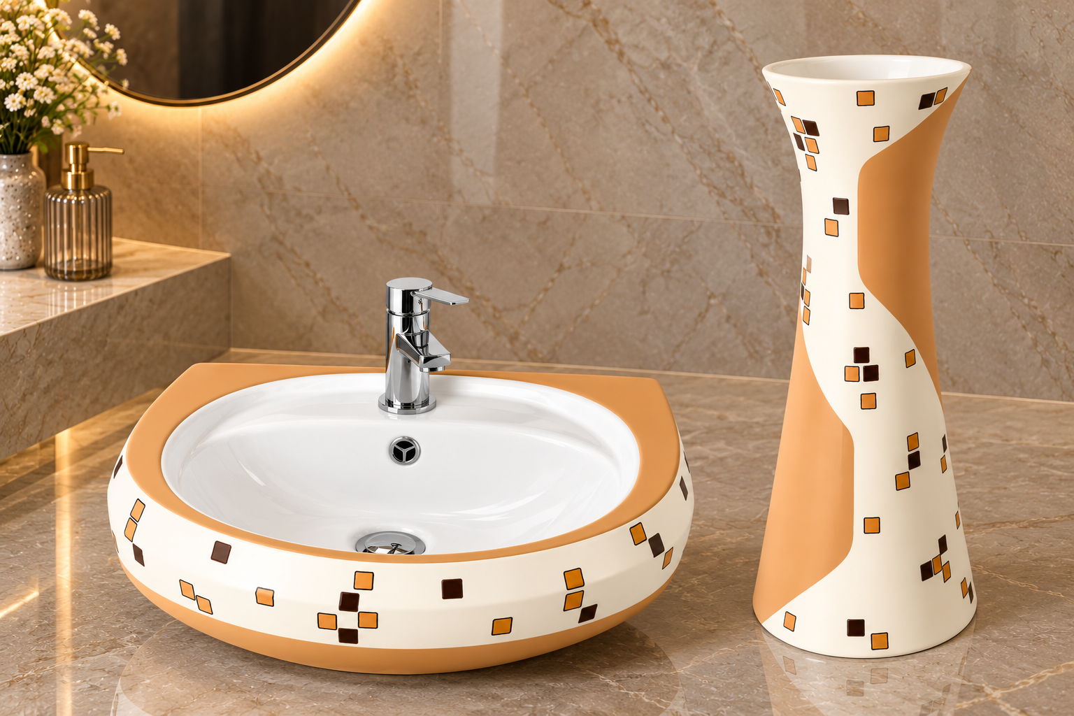 Sonet RP-1071, washbasin with pedestal (view 3)